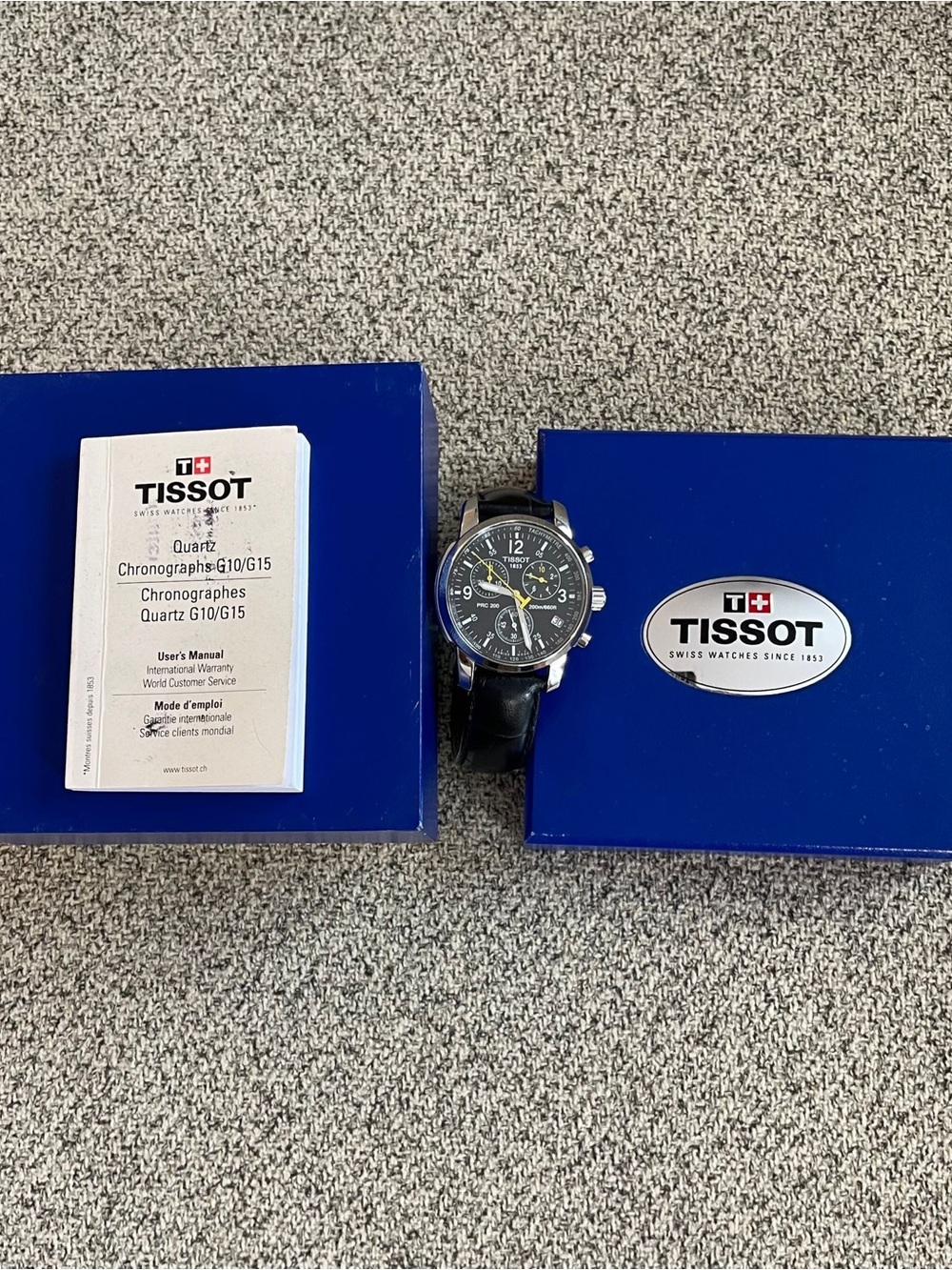 Tissot Black Dial Men’s Chronograph with Black Leather Strap